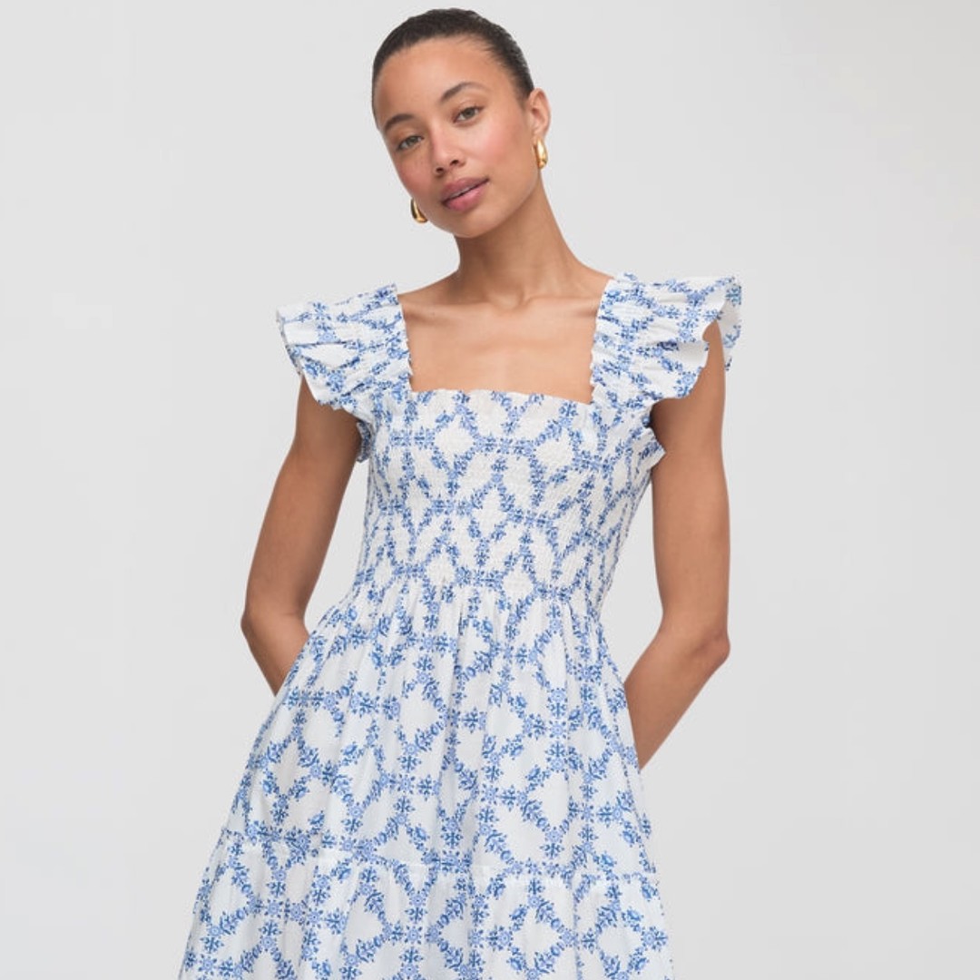 Hill House Home The Ellie Nap Dress in Blue Marigold Block